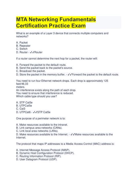 MTA Networking Fundamentals Certification Practice Exam. All Questions ...
