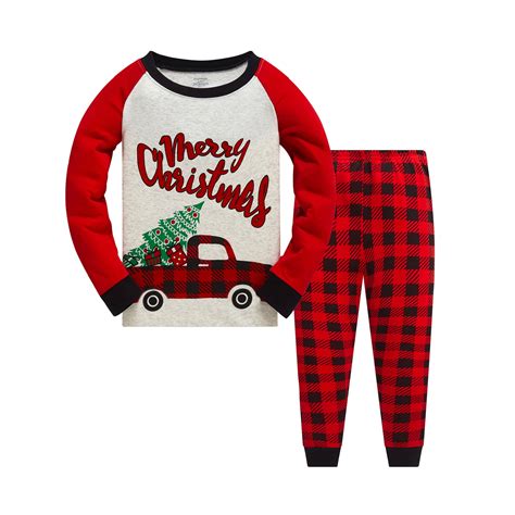 Popshion 100% Cotton Toddler Boy Christmas Pajamas, Xmas Tree Car ...
