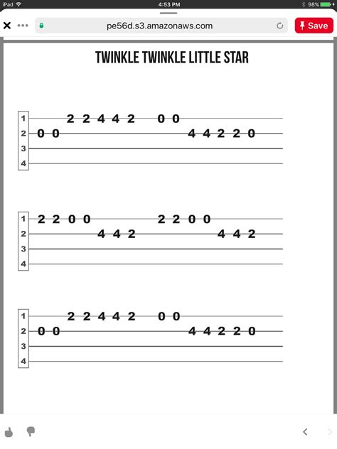 Twinkle Twinkle Little Star Ukulele Tabs