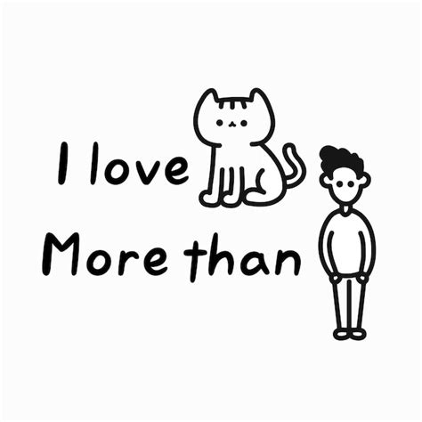 I love cats more than people,humans comic quote print. vector hand ...