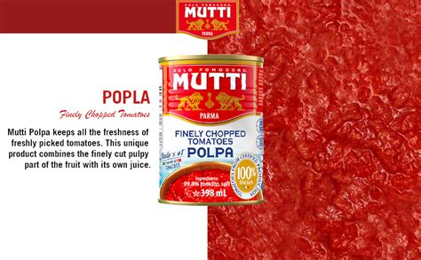 Mutti Parma Polpa Finely Chopped Italian Tomatoes • Tomato Pulp for ...