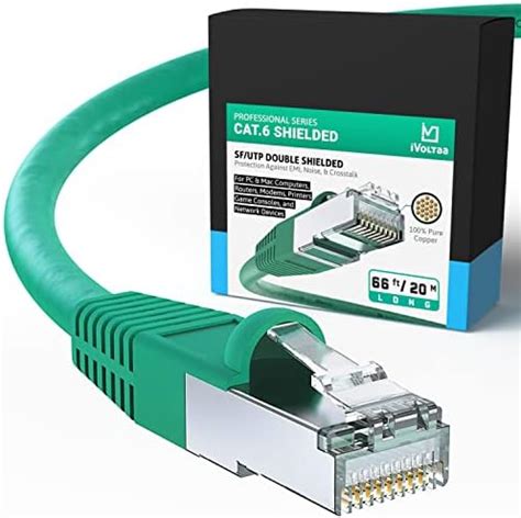 iVoltaa Ethernet Cable CAT6A Cable Dual Shielded (SF/UTP) Professional ...