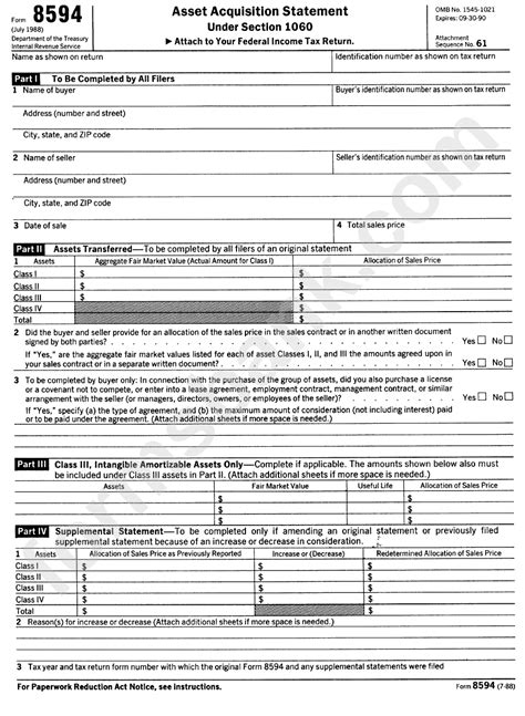 Form 8594 - Edit, Fill, Sign Online | Handypdf