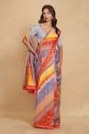 Buy Multi Color Chanderi Digital Printed Tribal Floral Saree For Women ...