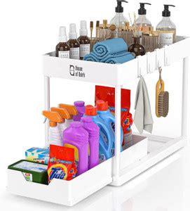 HOUSE OF QUIRK Utensil Kitchen Rack Plastic 2 Tier Under Cabinet ...