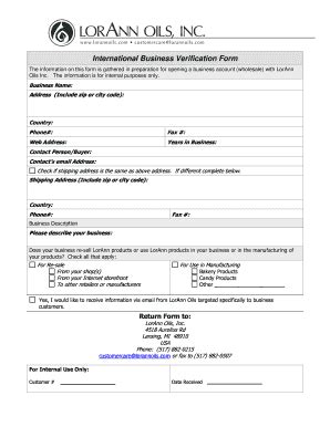LorAnn Oils International Business Verification Form - Fill and Sign ...