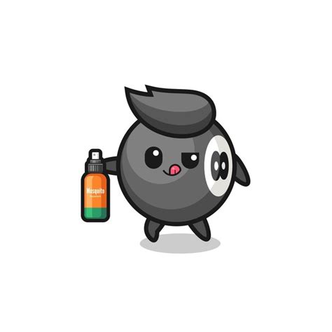 Cute billiard holding mosquito repellent cute design | Premium Vector