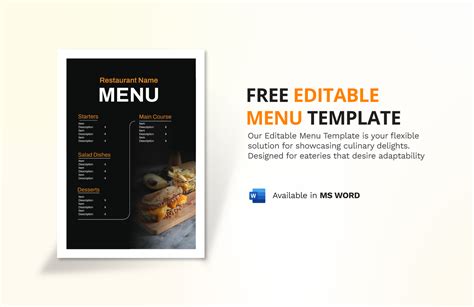 Menu Template For Word