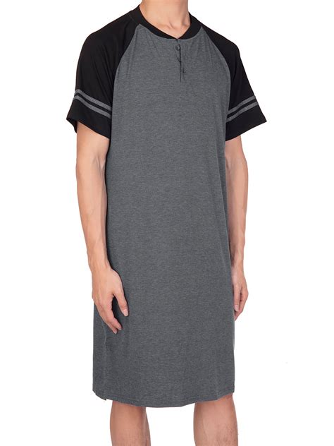 SAYFUT Big & Tall Mens Sleep Shirts Short Sleeve Nightshirts Sleepwear ...