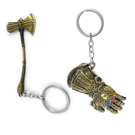 Three Shades Thanos Key Chain & Thor Stormbreaker Golden Axe Keychain ...