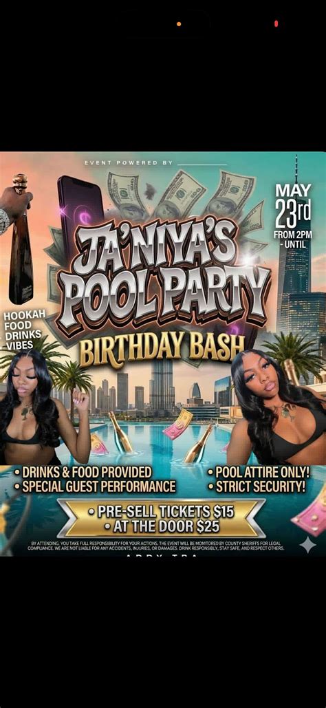 Ja’Niya Pool party, 23 May 2026 | AllEvents