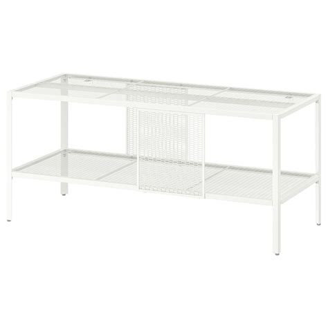 BAGGEBO TV bench, metal/white, 90x35x40 cm (353/8x133/4x153/4") - IKEA