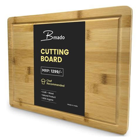 Buy Bmado Large Organic Bamboo Chopping Board for Kitchen with Juice ...