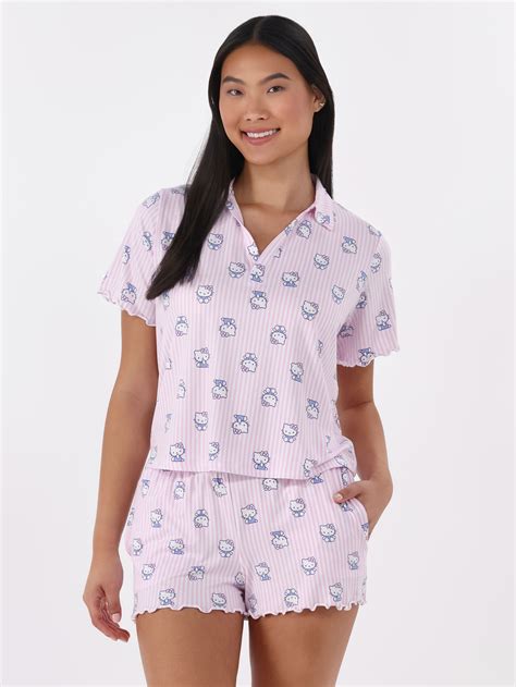 Hello Kitty women's Notch Collar Pajama Set - Shorts & Top - Walmart.com