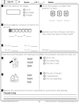 1st Grade Homework 的图像结果