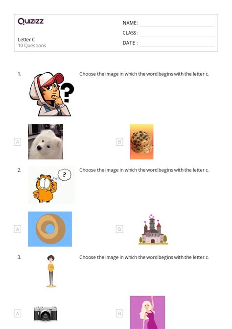 50+ The Letter C worksheets for Kindergarten on Quizizz | Free & Printable