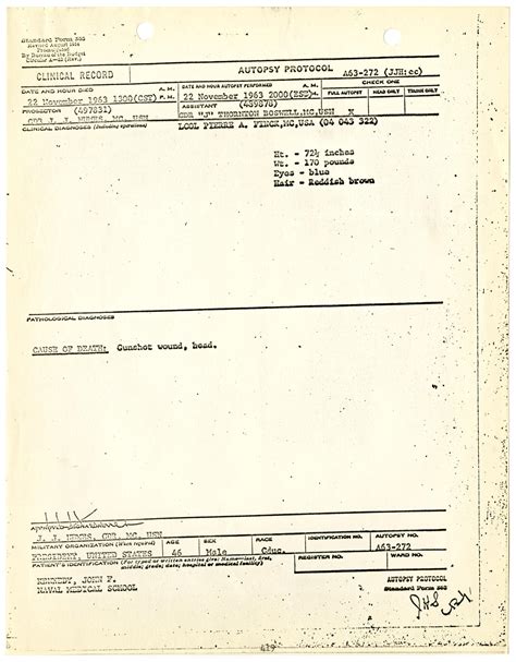 [Autopsy Report for John F. Kennedy, by J. C. Humes] - The Portal to ...