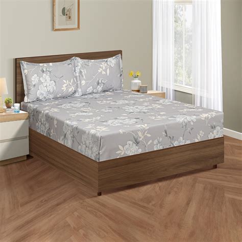 Buy SWAYAM Champa Whisper 250TC Cotton Satin Super King Bedsheet Set ...