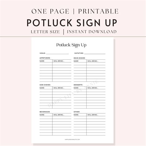 Potluck Sign Up Sheet at Nicole Drinkard blog