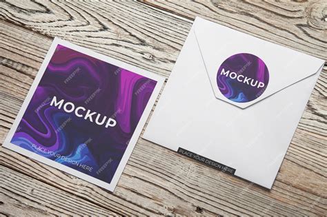Premium PSD | Top view square envelope mockup