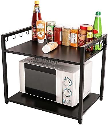 AMAZIO Adjustable Metal Microwave Oven Stand – 2-Tier Kitchen Rack ...
