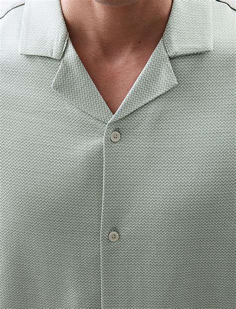 Buy Pure Cotton Textured Cuban Collar Shirt at Marks & Spencer