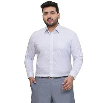 JOHN PRIDE Plus Size Men Regular Fit Cotton Gingham Checks White Formal ...