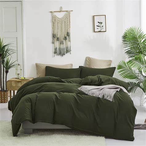 Amazon.com: Cottonight Army Green Comforter Set California King Dark ...