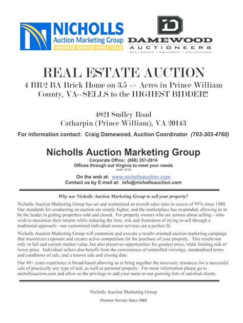 Fillable Online 4 BR/2 BA Brick Home on 3.5 +/- Acres in Prince William ...