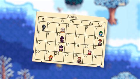 Stardew Valley birthday calendar and every villagers loved gifts