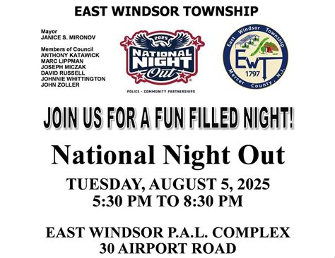 East Windsor National Night Out, 30 Airport Rd, Hightstown, NJ 08520 ...