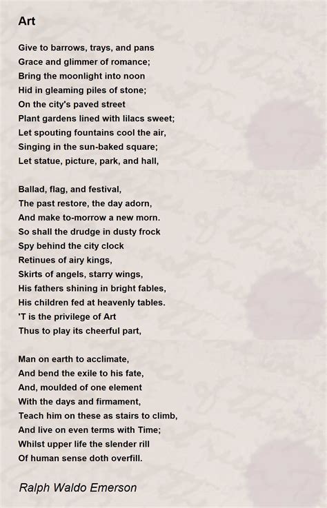 Art Poem by Ralph Waldo Emerson - Poem Hunter