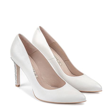 White wedding shoes with glittery stiletto heels - BRAVOMODA