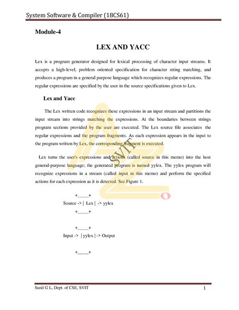 SSCD Module 4 Notes - Module- LEX AND YACC Lex is a program generator ...