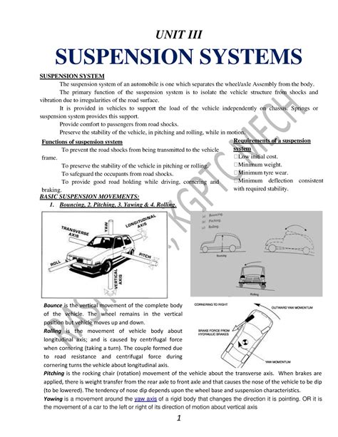 AE Module-III Notes ( Suspension System) - Mechanical - JNTU Kakinada ...