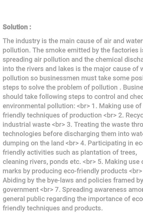 29. The businessmen are responsible for aggravating pollution, so it ...