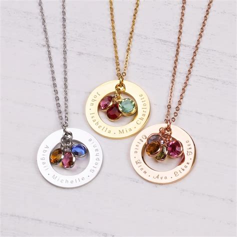 Personalized Necklace for Mom 1 to 5 Kids Names and Birth Month ...