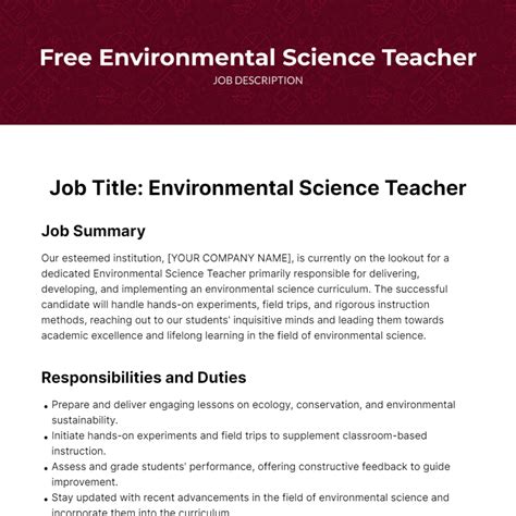 Science Teacher Job Responsibilities at Audrey Nixon blog
