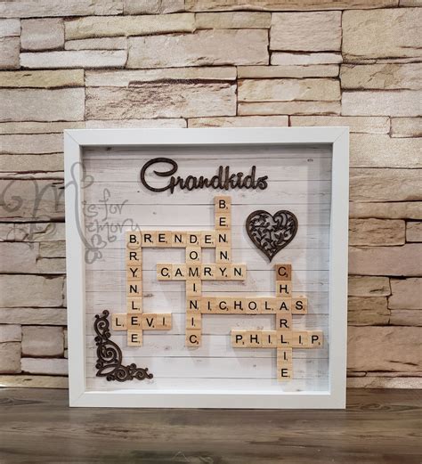 Scrabble Family Name Frame Art, Family Tree Wall Art, Scrabble Tile Names, Mother's Day Gift for ...