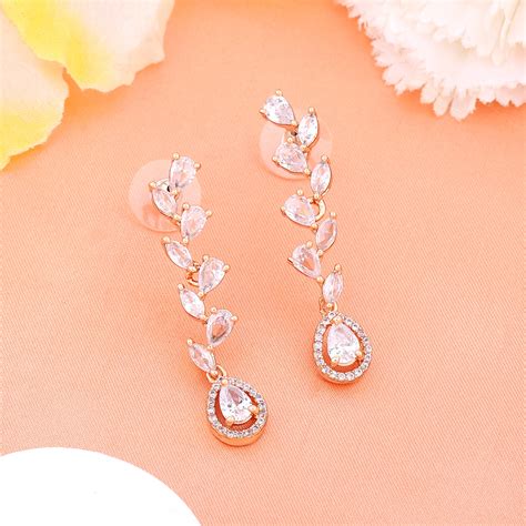 Buy Estele Rose Gold Plated CZ Sparkling Earrings for Women Online