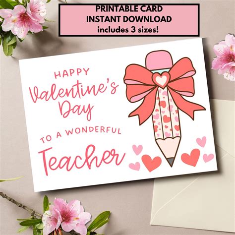 Printable Teacher Valentine's Day Card - Etsy