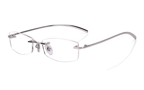 Agstum Pure Titanium Rimless Glasses Prescription Eyeglasses Rx (Silver ...