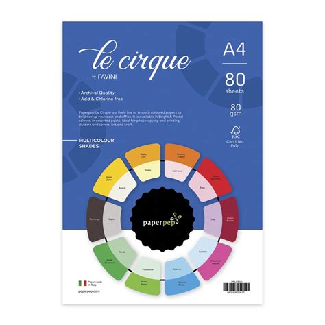 Paper Pep Le Cirque Colour Sheets 80GSM A4 Multicolor Shades Assorted ...
