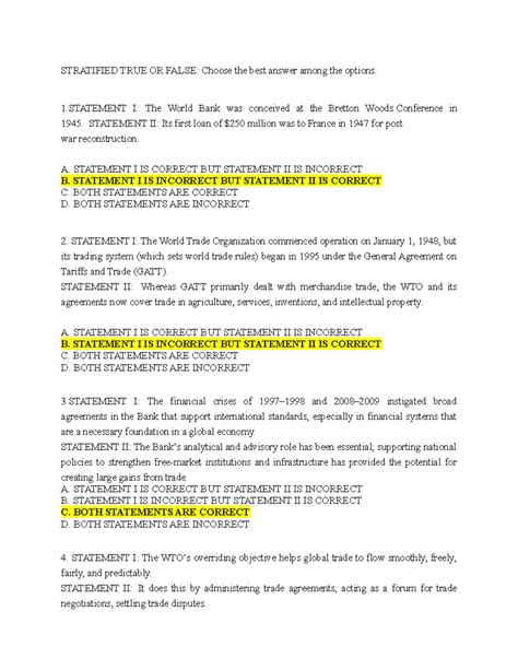 International Business and Trade Quiz - Chapter 2 - STRATIFIED TRUE OR ...