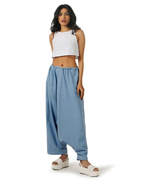 Light Blue Zouave Khadi Jeans – GRASS by Gitika Goyal