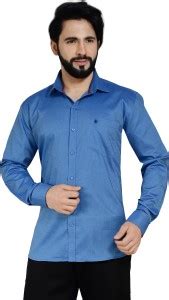 John Morris Men Solid Casual Blue Shirt - Buy John Morris Men Solid ...