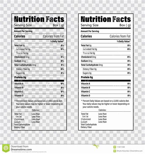Nutrition Label Template Free