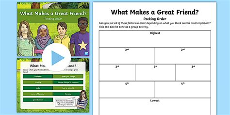 Pecking Order What Makes a Good Friend? Activity Pack