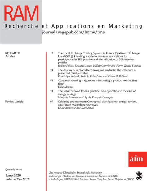 Subscribe now to Recherche et Applications en Marketing Journal