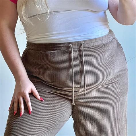 plus size corduroy pants with cargo pocket ridged,... - Depop